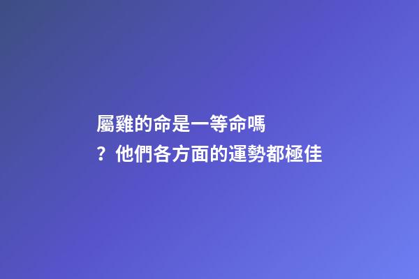 屬雞的命是一等命嗎？他們各方面的運勢都極佳